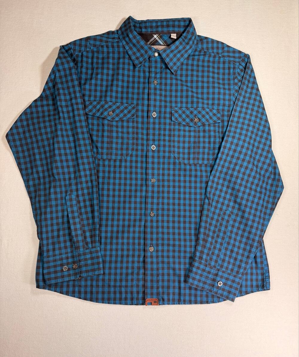 Dakota Grizzly Mens L Blue Black Check Workwear Shirt Long Sleeve